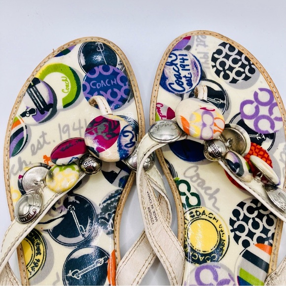 Vintage 90’s Y2K Coach Dyan Poppy Charm mulit pattern sandals beach womens 6.5 - Picture 8 of 8